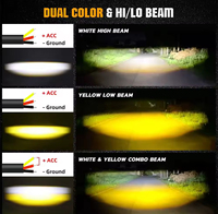 Phare antibrouillard avant pour moto à 1 lentille HY-2411, étanche IP65, LED bicolore blanc/jaune, phare auxiliaire