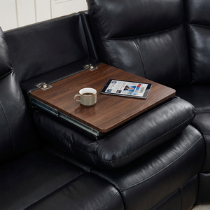 Modernes Sofa-Set Wohnzimmermöbel L-förmiges Ecksofa aus Kunstleder <span class=keywords><strong>mit</strong></span> Multifunktionalem Klapptisch & Getränkehaltern - Product Image 4