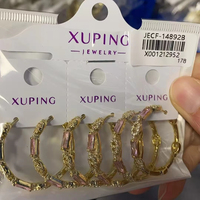 Joyería Xuping al por Mayor, Pendientes en Forma de C con Circonita y Baño de Oro de 18K, un Regalo de Joyería Romántico y Exquisito para Mujeres
