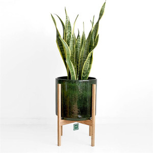 Cilindro <span class=keywords><strong>de</strong></span> logotipo personalizado moderno interior decoración al aire libre casa mercancías macetas/Decoración <span class=keywords><strong>de</strong></span> jardín cerámica pote <span class=keywords><strong>de</strong></span> flor con soporte <span class=keywords><strong>de</strong></span> madera - Product Image 5