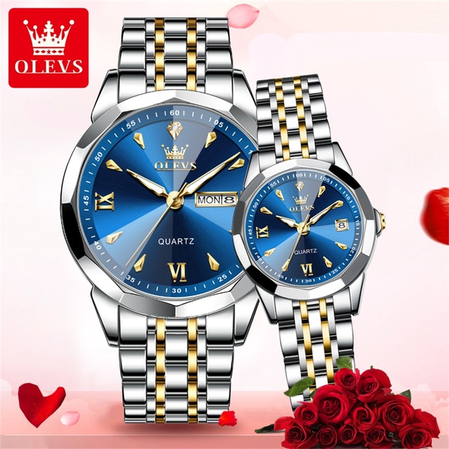 New OLEVS 9998 Top Brand Fashion Couple Lovers Wrist Watches Stainless Steel Quartz Clock Women Men Watch Relojes