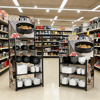 Support de présentoir de poêle à frire personnalisé pour supermarché magasin ustensiles de cuisine présentoir en métal de promotion pour la cuisson à la poêle