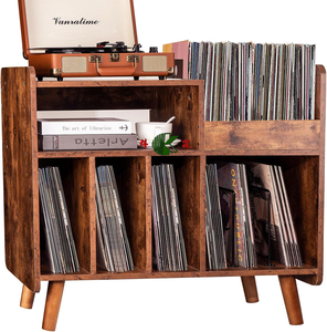 Factory Custom Wooden <strong>CD</strong> <strong>Storage</strong> Cabinet Adjustable Layer Media DVD Rack Multifunctional Book <strong>Shelf</strong> for Living Room Study Room - Product Image 1
