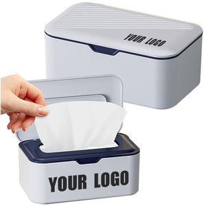 Boîte à mouchoirs publicitaire personnalisée pour entreprise, support de rangement de bureau avec couvercle et logo personnalisé - Product Image 1