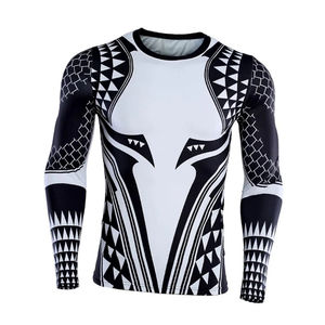 Rashguard personnalisé à manches longues, protection solaire UV UPF 50, 100% coton, compression, natation, surf, séchage rapide, respirant, toutes saisons, MMA - Product Image 2