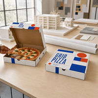 Caja de Pizza Impresa con Marca Personalizada al por Mayor, Empaque de Alimentos de Papel Corrugado Sólido para Cadenas de Pizzerías
