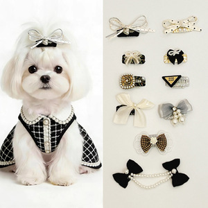 Small Dog <b>Bow</b> Hair Accessories Marzis Nose Bridge Pet Bangs Hair <b>Clips</b> Anti-Licking Solid Pattern All Seasons - Product Image 1