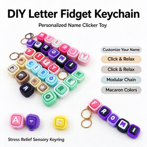 Llavero con Teclado 3D Impreso en PLA Ecológico, Antiestrés, con Letras del Alfabeto, Estilo Moderno Minimalista, Personalizable - Product Image 2