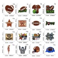 Écussons brodés personnalisés de football américain, thermocollants, pour casque de rugby, trophée, nœud, étoile, cœur, badges brodés, appliqués