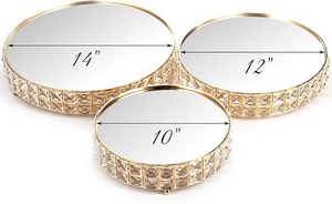 Support <span class=keywords><strong>à</strong></span> gâteau en cristal, piédestal en métal, plateau de service pour desserts, biscuits, fruits avec perles de cristal brillantes pour mariage, anniversaire - Product Image 2