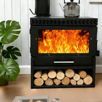 Poêle à bois autonome en métal à flamme réelle 10000 BTU – Chauffage d'hiver sans fumée pour villas, maisons de campagne et usage domestique