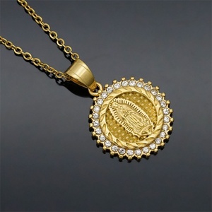 Gold Plated Stainless Steel Virgin Mary <b>Necklace</b> Charm Jewelry Zircon Jesus Pendant for Men - Product Image 2