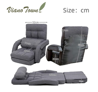 Canapé-lit pliant moderne 3-en-1 en forme de L avec cadre métallique, fauteuil inclinable réglable en tissu suédé, chaise longue paresseuse avec coussin pour salon