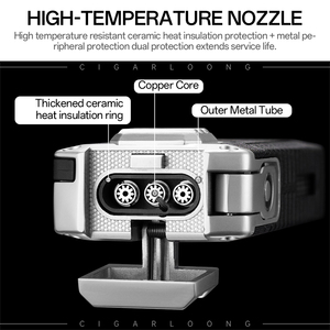 3 máy bay phản lực ngọn lửa xì gà nhẹ hơn đa chức năng với hình chữ V cắt xì gà đấm xách tay Windproof bơm lại nhẹ hơn cho món quà - Product Image 4