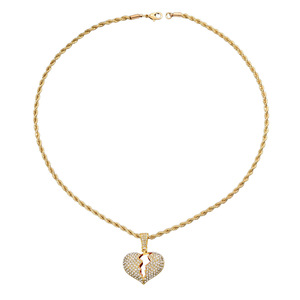 Collier pendentif cœur avec chaîne cubaine sertie de pavés pour homme, bijoux tendance - Product Image 5