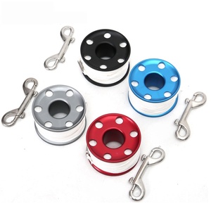 Carrete de buceo de aluminio de 50m al por mayor, con doble gancho de 100mm, antienredos, de acero inoxidable SS316, para placa dorsal, chaqueta de buceo, boya marcadora SMB - Product Image 1