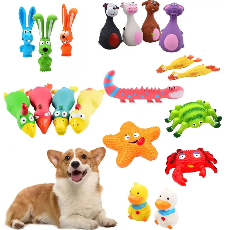 Latex Dog Toys Sound Squeaky Elephant/Cow Animal Chew Pet Rubber Vocal Toys For Small Large Dogs Bite Resistant Interactive Toy
