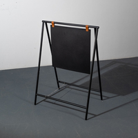 Présentoir pliable noir avec logo personnalisé, enseigne de café, enseigne de sol en métal, rangement facile