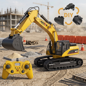 Camion excavateur RC HUINA 1580 à l'échelle 1:14, télécommande métallique 2,4 GHz, 23 canaux, voiture RC pour intérieur/extérieur, portée de contrôle de 40 m - Product Image 1
