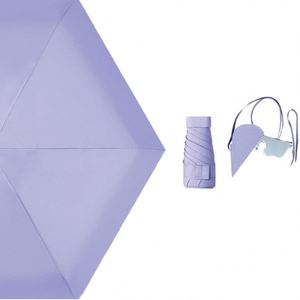 Parapluie pliant six sections anti-UV, résistant au vent et à la pluie, double usage, avec sac de rangement – En stock usine - Product Image 2