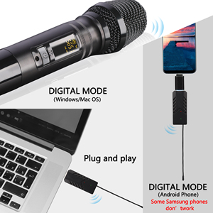 Portable Cardioid Dynamic <b>Microphone</b> UHF Handheld USB <b>Wireless</b> for Karaoke Podcasting Made Metal for Computer Recording Singing - Product Image 4