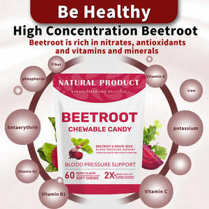 Bonbons à mâcher antioxydants naturels de betterave de marque privée avec saveur de baies de pépins de raisin bonbons doux à faible teneur en quantité minimale de commande - Product Image 4