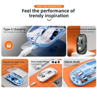 T-WOLF Thunderwolf X11 Sensor Optik 5 Tombol Mouse Nirkabel Transparan Pengisian Daya Bercahaya untuk Notebook Tablet Mode Ganda