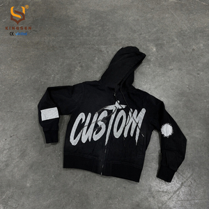 เสื้อฮู้ดซิปผ้าเทอร์รี่คอตตอน 100% พิมพ์ลายสกรีนสไตล์ฮิปฮอปวินเทจทรงโอเวอร์ไซส์ น้ำหนัก 400 กรัม - Product Image 4