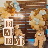 Kit Guirlande Arche de Ballons Rétro en Latex Scintillant Teddy Brown Non Toxique pour Fête Prénatale, Lettres et Blocs, Fille Garçon 1ère Anniversaire