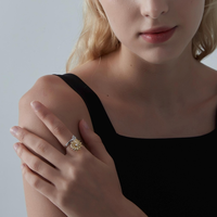 Bague Tournesol Abeille Fidget Spinner en Argent Sterling Plaqué Or Cadeau Meilleur Ami Bijoux d'Amitié Tendance Fleur de Soleil Fidget