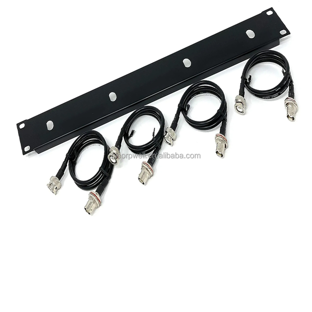Antenna Relocation Rack Mount Kit - 19 Inches Front Panel 4 Hole Ports with 4 Cables, 24 Inch (BNC Male-BNC Female) SDI Cables