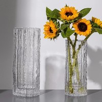 Vase en verre transparent de style nordique, effet glacier extrême, pour la maison moderne, idéal pour l'arrangement de roses dans le salon