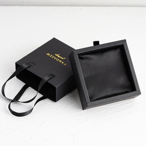 PandaSew Logo Tùy Chỉnh In Sang Trọng Trượt Xử Lý Đen Giấy Các Tông Quà Tặng Bao Bì Bracelet Drawer Jewelry Box - Product Image 2