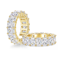 Bague Classique en Moissanite Taille Radiant 4x6mm Couleur D VVS1, Style Européen et Américain, Bague Éternelle de Joaillerie Fine