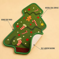 Tapis à gratter pour chat en sisal en forme de sapin de Noël, à fixer au mur, auto-adhésif, protection de meubles pour animaux, décoration intérieure