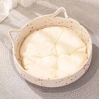 Lit pour animaux de compagnie rond et mignon, lit en forme d'oreilles de chat, lavable, personnalisé, luxueux, doux, petit lit pour animaux de compagnie pour chiens