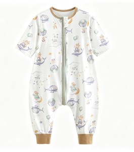 Saco de dormir de verano para niños, fino, de algodón puro, con piernas separadas, suave y transpirable, de una pieza. - Product Image 2