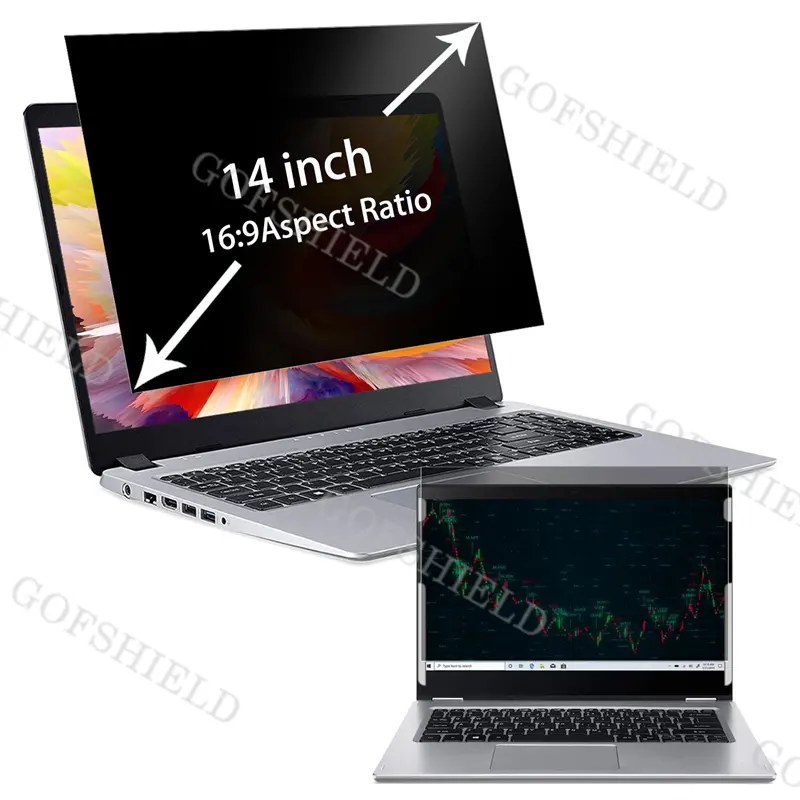 Computer Privacy Filter 14 Inch For Laptop 16:9 Widescreen Protective Filter Anti-Peeping Anti-Fingerprint Anit-Spy Protect Film
