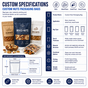 Bolsas de Embalaje para Frutos Secos Tostados, Bolsa Personalizada de Alta Barrera con Cierre Vertical para <span class=keywords><strong>Almendras</strong></span>, Anacardos, Cacahuetes, Venta al Por Mayor - Product Image 4