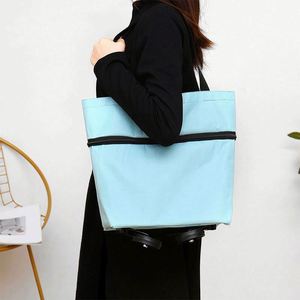 Carrito de Compras Plegable con Ruedas, Bolsa de Supermercado Portátil para el Hogar - Product Image 6