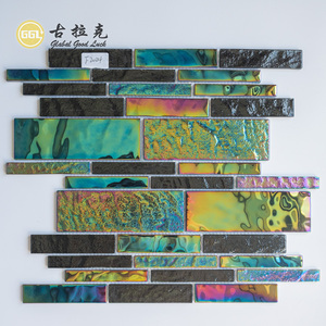 Độc Đáo Cầu Vồng Màu Xanh Lá Cây Vàng Ngẫu Nhiên Dải Hình Dạng Thủy Tinh Khảm Gạch Cho Hồ Bơi Tắm Nhà Vệ Sinh Nhà Bếp Nhà Khách Sạn Biệt Thự - Product Image 6