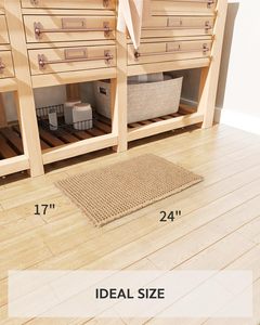 Super Absorbent Non <b>Slip</b> Washable <b>Long</b> Bathroom Rugs Waffle Bath Mat With Tassels, Rubber Backed for Bathroom Floor Beside Tub - Product Image 2