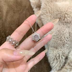 Collar de Perlas Barolo con Estrella de Diamante Rosa Hada y Cadena de Plata de Ley S925, Estilo Palacio Retro para Mujer - Product Image 1