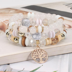 Fashion Jewelry Boho Tree Of Life Beaded <b>Bracelets</b> Women's Multi Layer Elastic Crystal Rhinestone Gift <b>Set</b> - Product Image 2