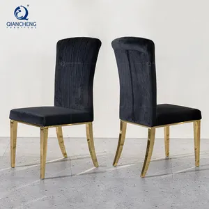 आभूषण स्टोर स्टेनलेस स्टील सरल डिजाइन डाइनिंग कुर्सी थोक काले कपड़े डाइनिंग रूम फर्नीचर सम्मेलन बैठक कुर्सियां