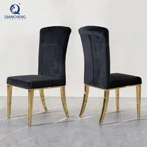 Cadeira de jantar em aço inoxidável para joalheria, design simples, móveis para sala de jantar, cadeiras para reuniões e conferências, tecido preto, atacado