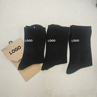3 paires de chaussettes de sport pour hommes en coton avec logo personnalisé brodé et étiquette en papier