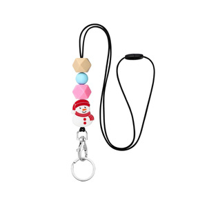 Wholesale Christmas tree <b>silicone</b> <b>beaded</b> necklace with safety buckle, round mobile phone strap, campus meal card strap - Product Image 5