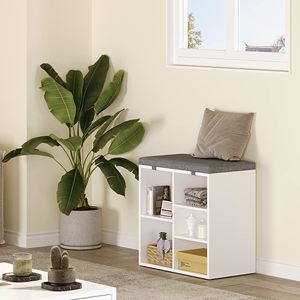 Banco para guardar zapatos <span class=keywords><strong>con</strong></span> cojín, estantería ajustable de 3 niveles, <span class=keywords><strong>zapatero</strong></span> pequeño para pasillo, sala de estar y <span class=keywords><strong>dormitorio</strong></span> - Product Image 5