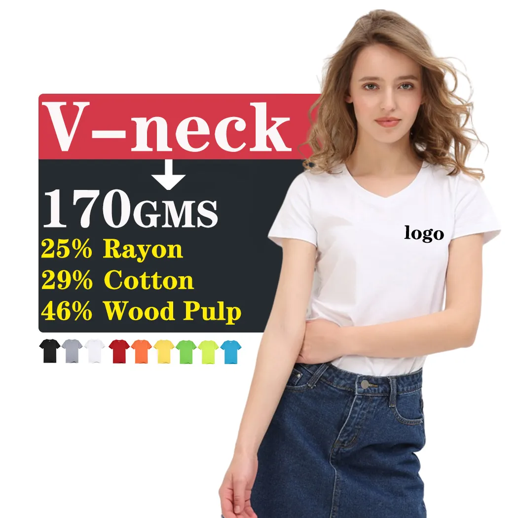 Vneck Tshirt baskı kısa kollu T-shirt baskılı V boyun T Shirt moda rahat toptan kadınlar için % 100% pamuk örme 1 adet